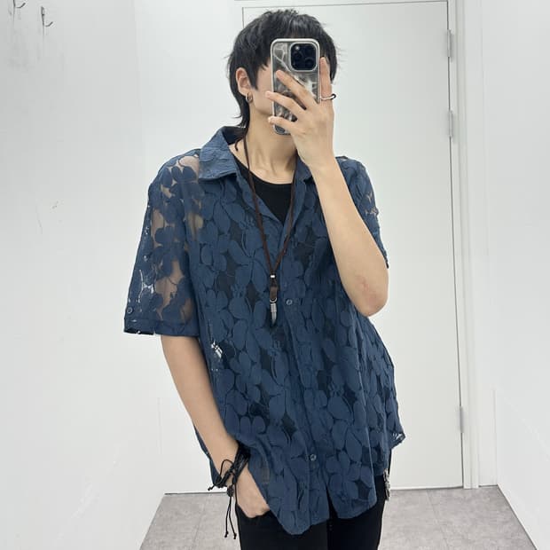 Floral Sheer Embroidered half Shirts
