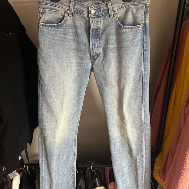 [W34xL32] 리바이스 501 연청 워싱 데미지 진