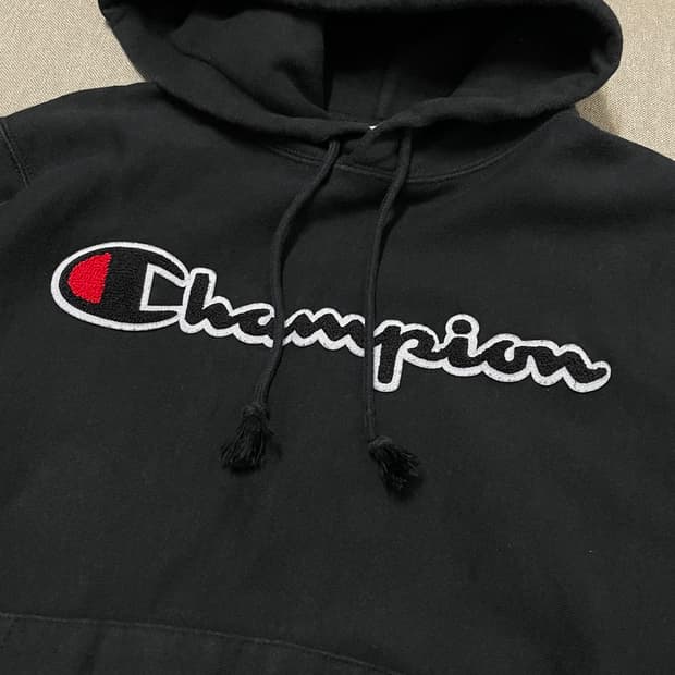 [택포] 챔피온 리버스위브 기모 후드티 블랙 S