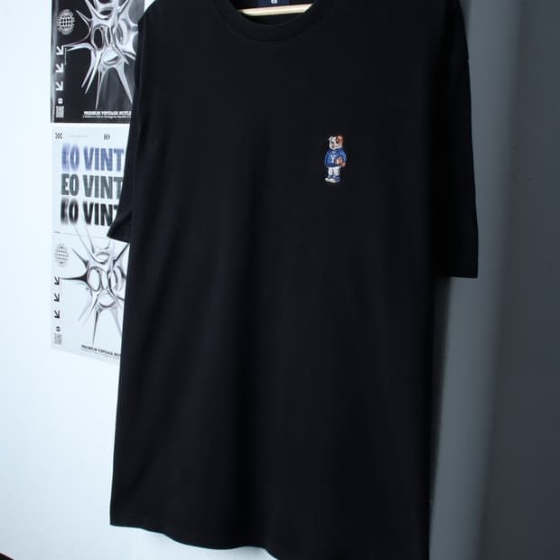 (XL-2XL) 예일 반팔 티셔츠 작은사용감 빅사이즈 블랙-H31186