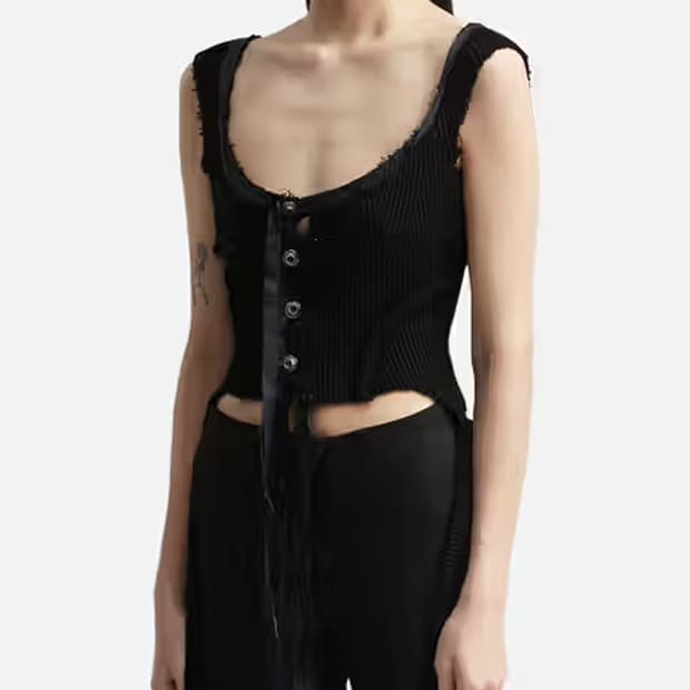 Hyein seo slash knit top black 2