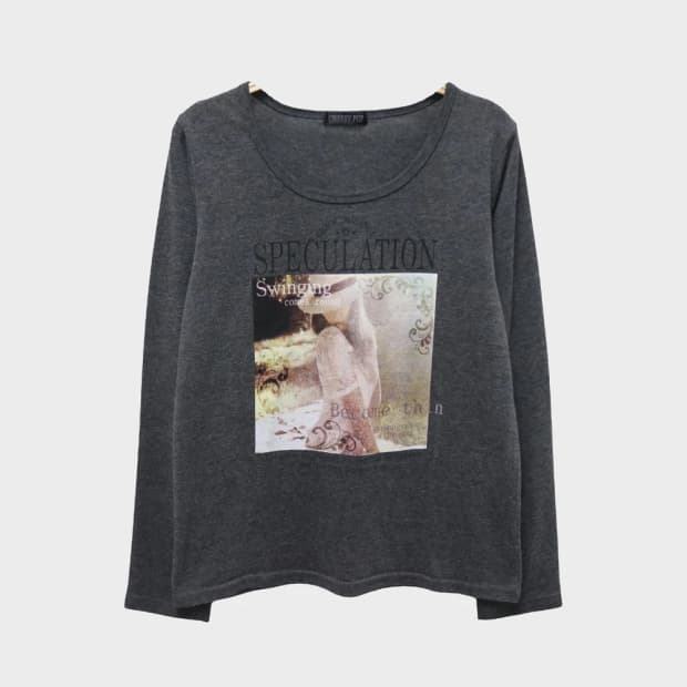 체리팝 크랙 프린팅 유넥 긴팔 티셔츠 63460