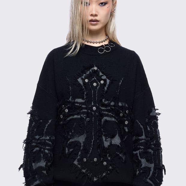 밍가런던 데미지 크로스니트