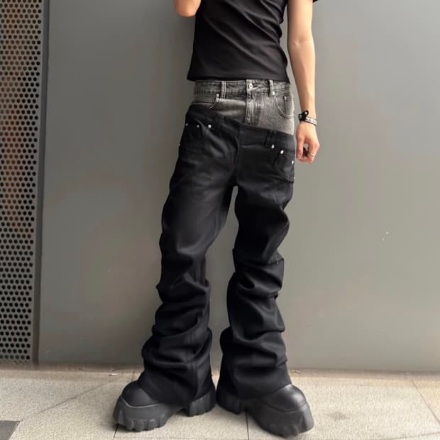 Two Tone Layered Bootcut Jeans