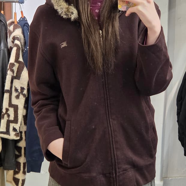 Burberry 버버리 블랙라벨 Y2K 털 후드 자켓