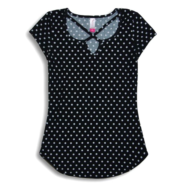 Polka Dot Curved Hem top