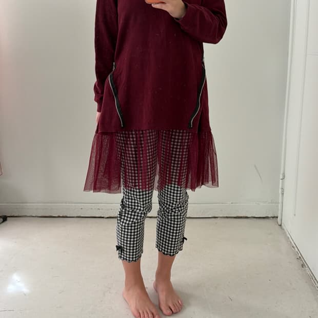 일본빈티지 언발 지퍼 튤 레이어드원피스