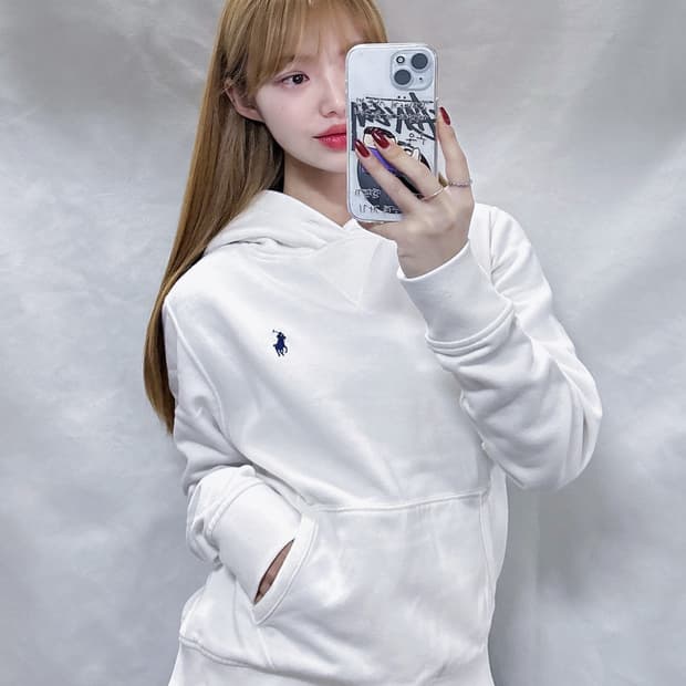 폴로 랄프로렌 큐알 화이트 포니 후드 