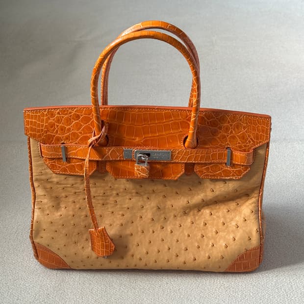 타조 가죽 토트백