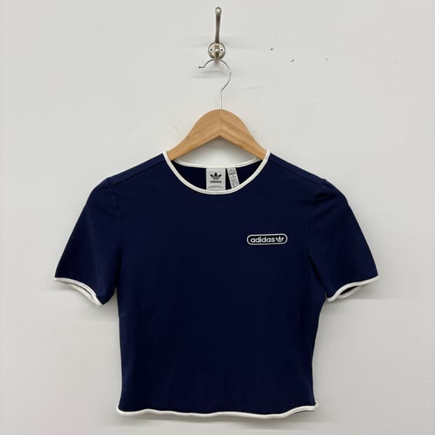 아디다스 네이비 크롭 반팔티셔츠 여성S