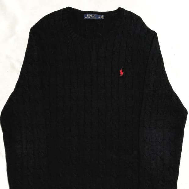 L 폴로랄프로렌 블랙 케이블 니트