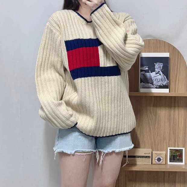 [정품] 타미 버터 빅로고 울 니트 [ S ]