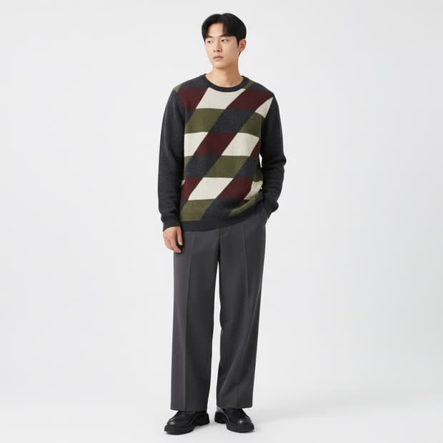 클럽모나코 다이아몬드 패턴 니트