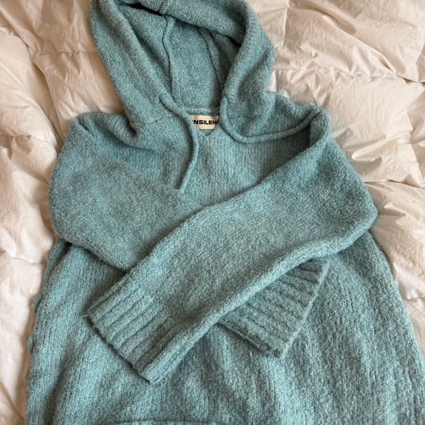 오버사이즈 후드 니트 BLUE