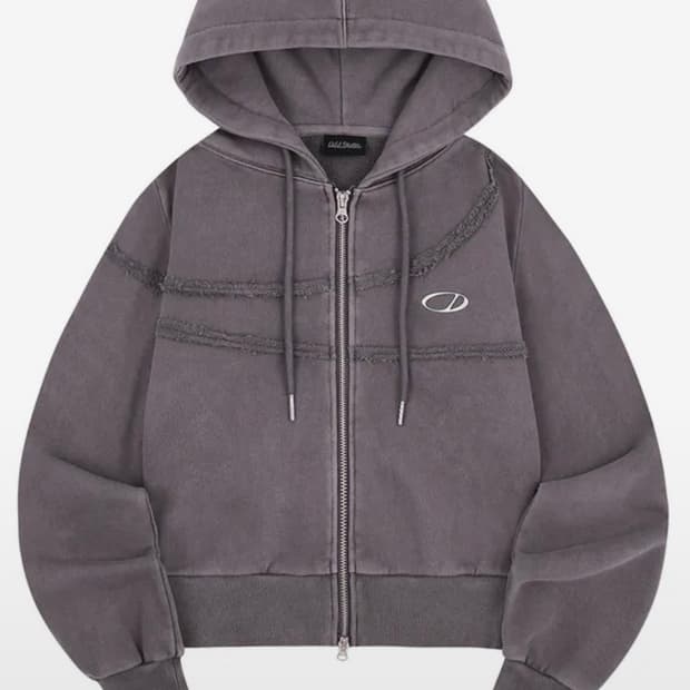 오드스튜디오 피그먼트 컷오프 후드집업 퍼플