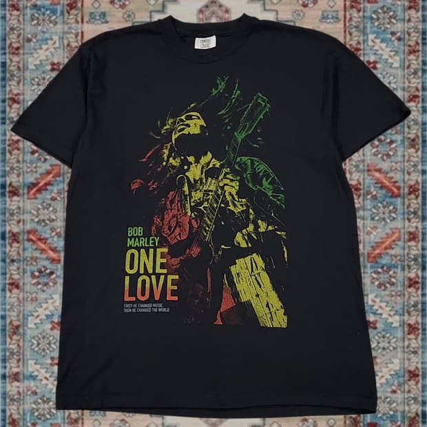 밥 말리 Bob Marley 원러브 영화 락 그래픽 티셔츠 M