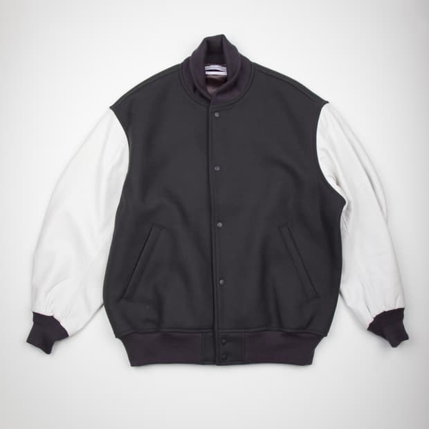 Graphpaper 스케일 오프 멜튼 스타디움 자켓 그레이