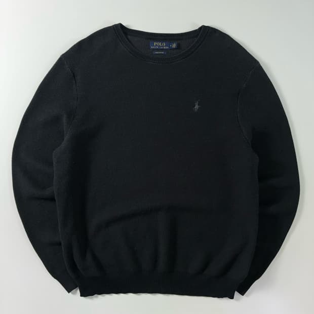 Polo  폴로 랄프로렌 자수 피마코튼 블랙라운드 니트 