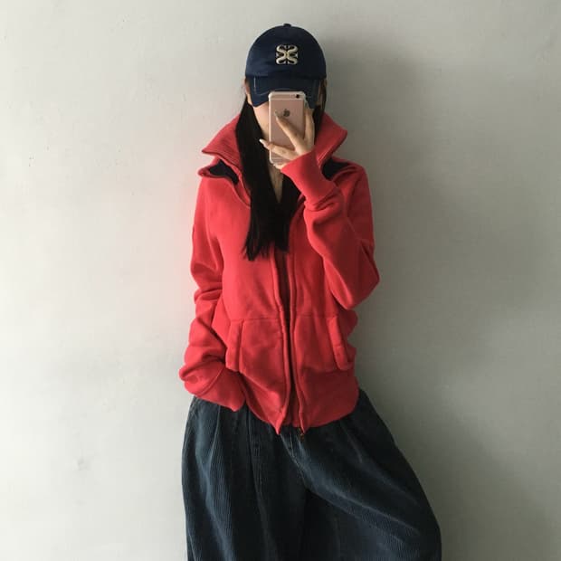 홀리스터 하이넥 코튼집업