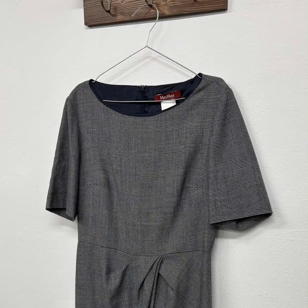 [40] 막스마라 스튜디오 플래드 프린트 반소매 시스 드레스