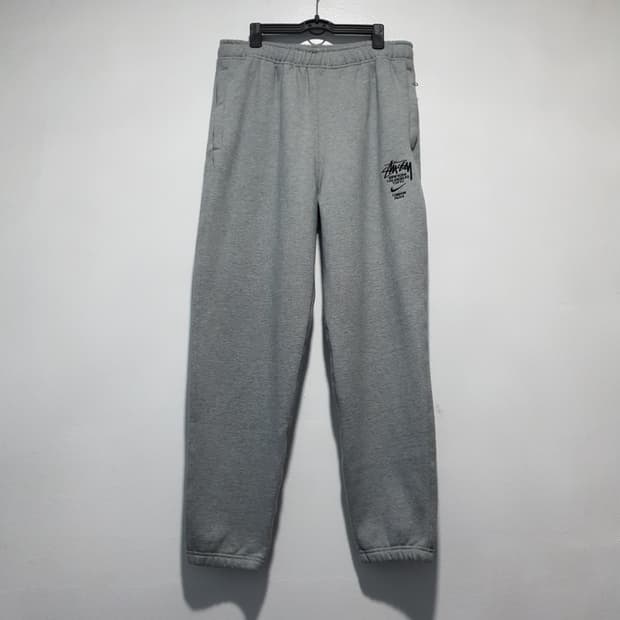 새제품급 나이키 X 스투시 NRG ZR 2.0 플리스 조거팬츠 그레이 M