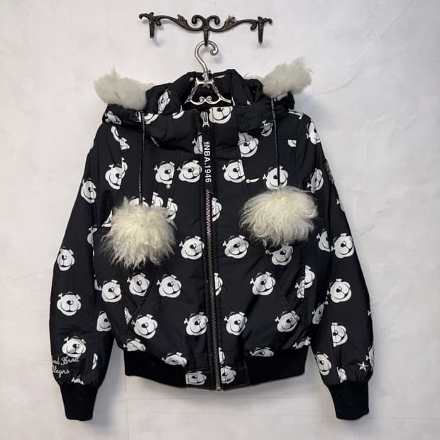 NBA goose down black bear fur hood 패딩