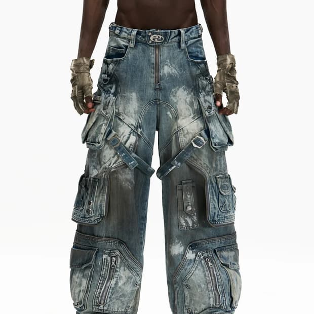 White Stain Graffiti Cargo Pants