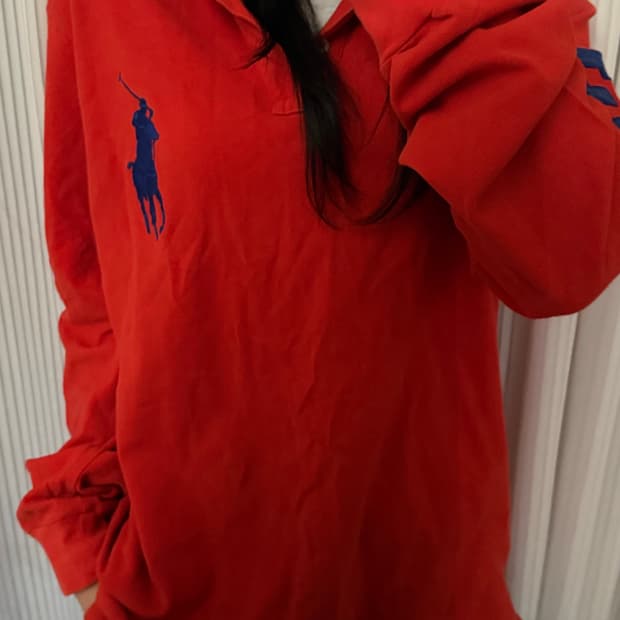 폴로 랄프로렌 레드 카라 긴팔티 2XL