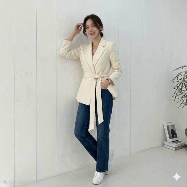 더 실루엣 벨티드 블레이저 자켓