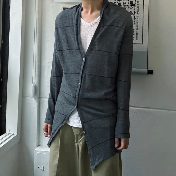 빈티지 그레이 도트 가디건