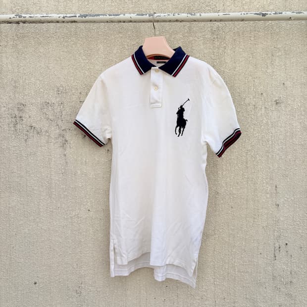 폴로 랄프로렌 화이트 컬러 빅포니 PK카라 반팔 티셔츠(M)