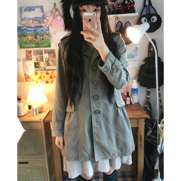 VINTAGE SAFARI CHECK LINING COAT BEIGE