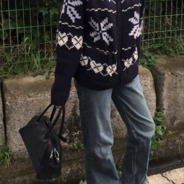 팔렛 노르딕 니트 집업 네이비