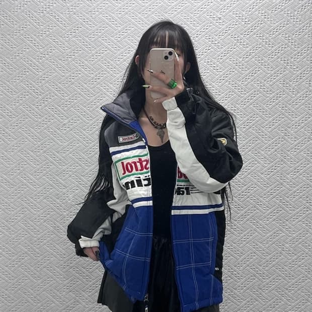 Castrol 올드스쿨 패치워크 누빔 레이싱 점퍼 자켓 M C08692