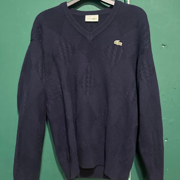 90s 라코스테 아가일니트 네이비