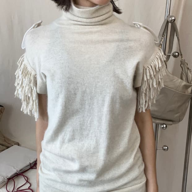 Sacai Fringe Turtle Neck Top