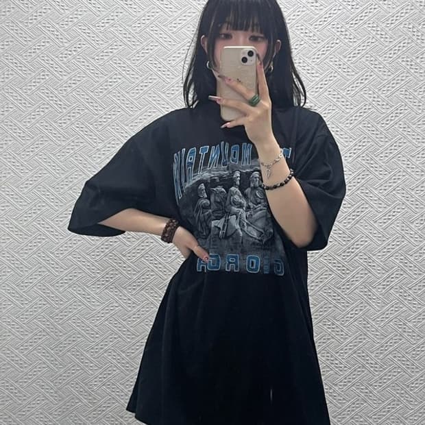 빈티지 레트로 희귀 90s 스톤마운틴 프린팅 반팔티 XL C11937