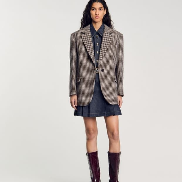 66/77.산드로 스몰체크 자켓