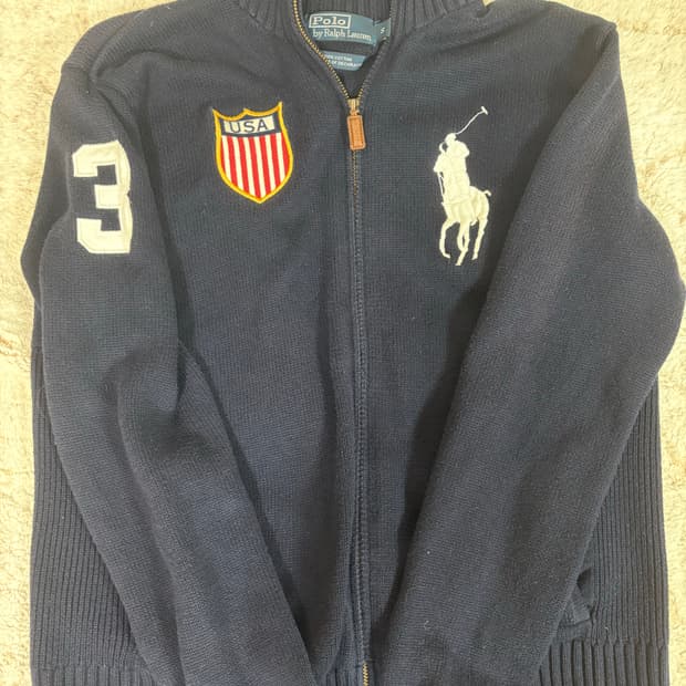 [유매]폴로 랄프로랜 빅포니 성조기 니트집업