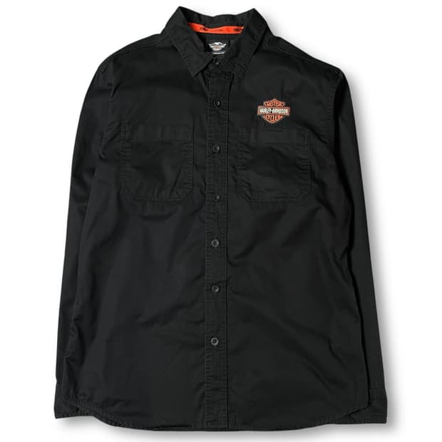 할리데이비슨 로고패치 블랙 긴팔 셔츠 슬림핏 M