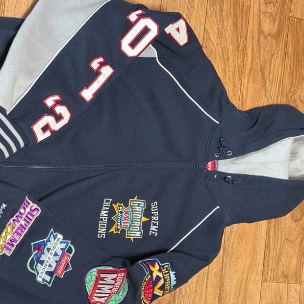 슈프림 플레이오프 집업 후드 스웨트셔츠 네이비 - 25SS