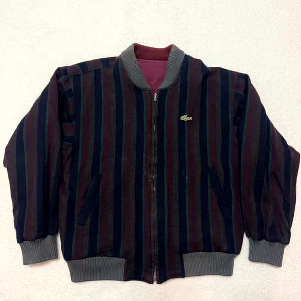 올드스쿨 라코스테 리버시블 블루종 자켓 (초록레드 , 버건디)