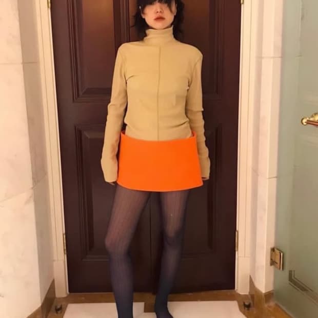 구매글) Eonts 에옹쓰 레이어드 미니 스커트 오렌지