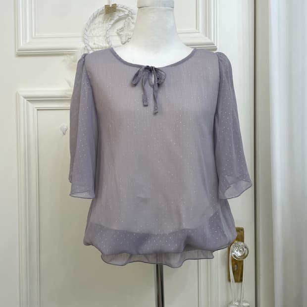 dark lavender silver dot lovely blouse