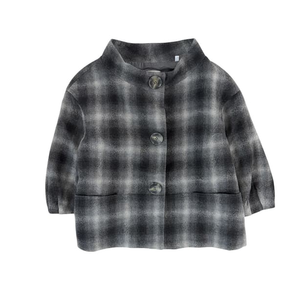 빈티지 버튼 체크 자켓