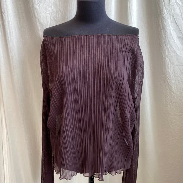 퍼플브라운 시스루 플리츠탑(L-XL)