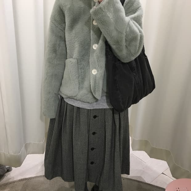 Powder Mint Fur Coat