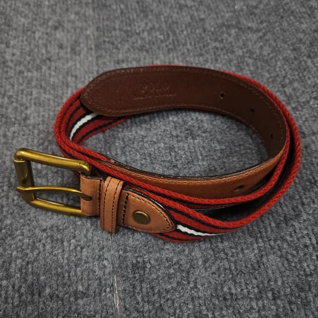 폴로 랄프로렌 레더트림 스트라이프 벨트(급처)