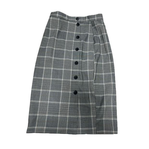 회색 체크 롱스커트