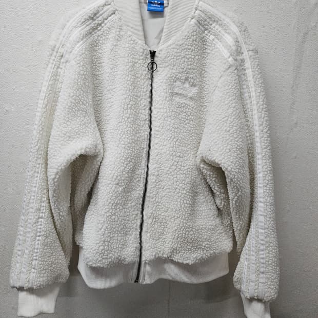 아디다스 후리스 슈퍼스타 트랙탑 양털 뽀글이 쉐르파 자켓 화이트 85